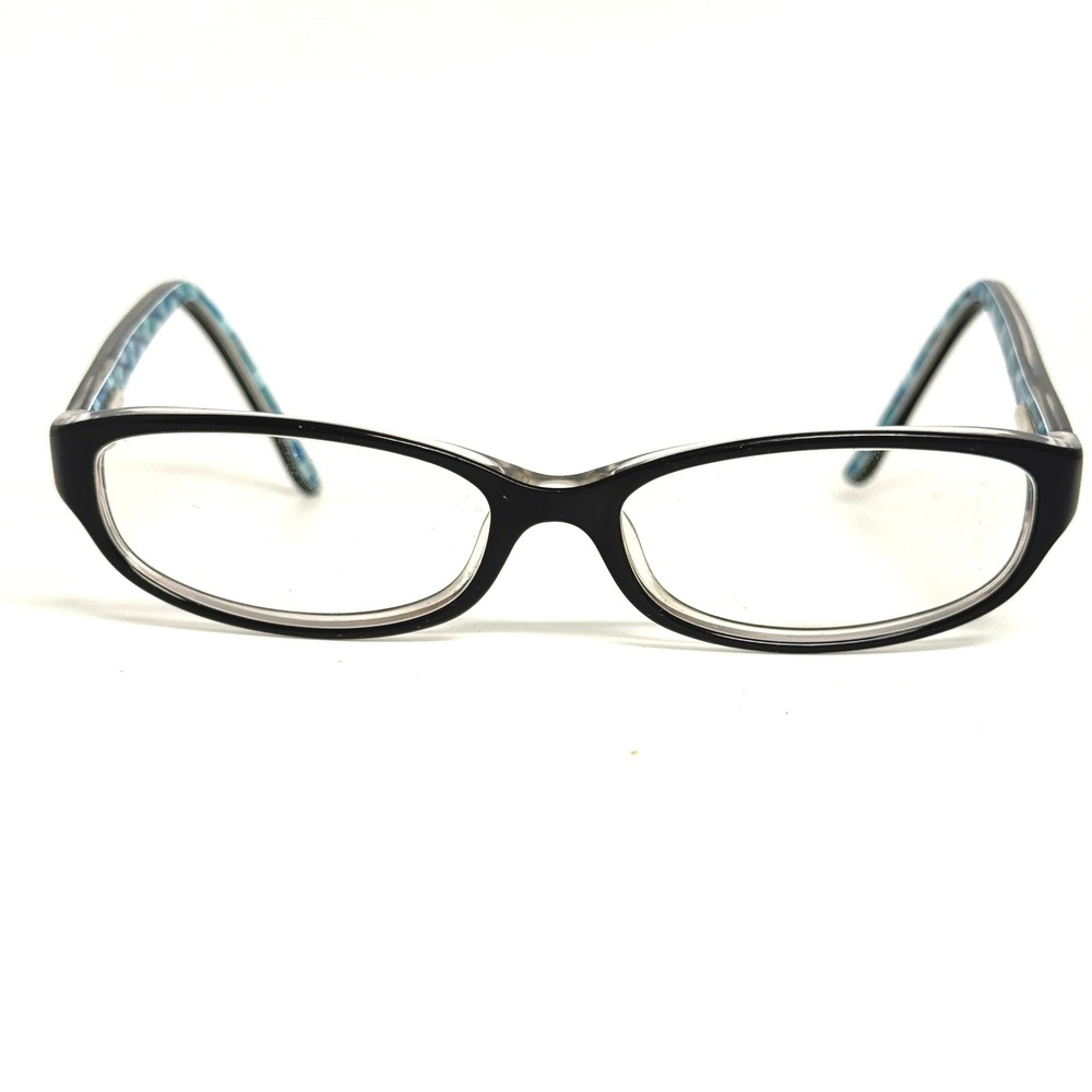 BCBGMAXAZRIA‎ Womens Eyeglasses Frames Black Blue Pattern Oval 22648